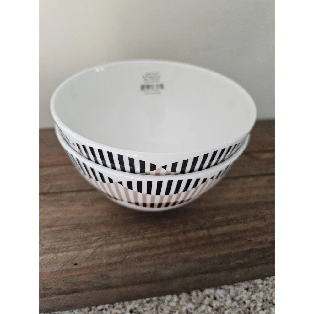 2 LENOX Luca Andrisani Linea Ottica Arch All Purpose Bowls Brown Black Modern